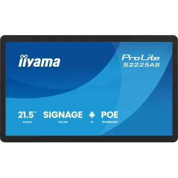 IIYAMA ProLite S2225AS-B1P skaitmeninės reklamos ekranas 54,6 cm (21,5 colių) LCD Wi-Fi 500 cd/m² Full HD juodas su įtaisytuoju Android procesoriumi 24/7