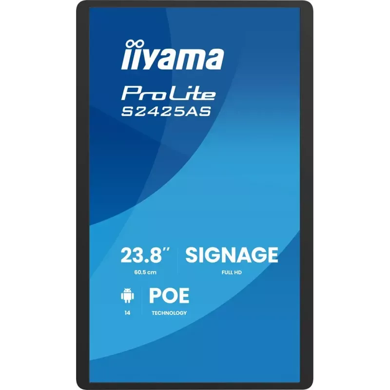 IIYAMA ProLite S2425AS-B1P skaitmeninis informacinis ekranas 60,5 cm (23,8 colio) LCD Wi-Fi 500 cd/m² Full HD juodas su įmontuotu procesoriumi Android 24/7