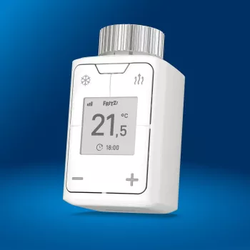 FRITZ Smart Thermo 302 termostatas (patalpų), baltas, valdymas mygtukais, AA baterija, 51×51×90 mm