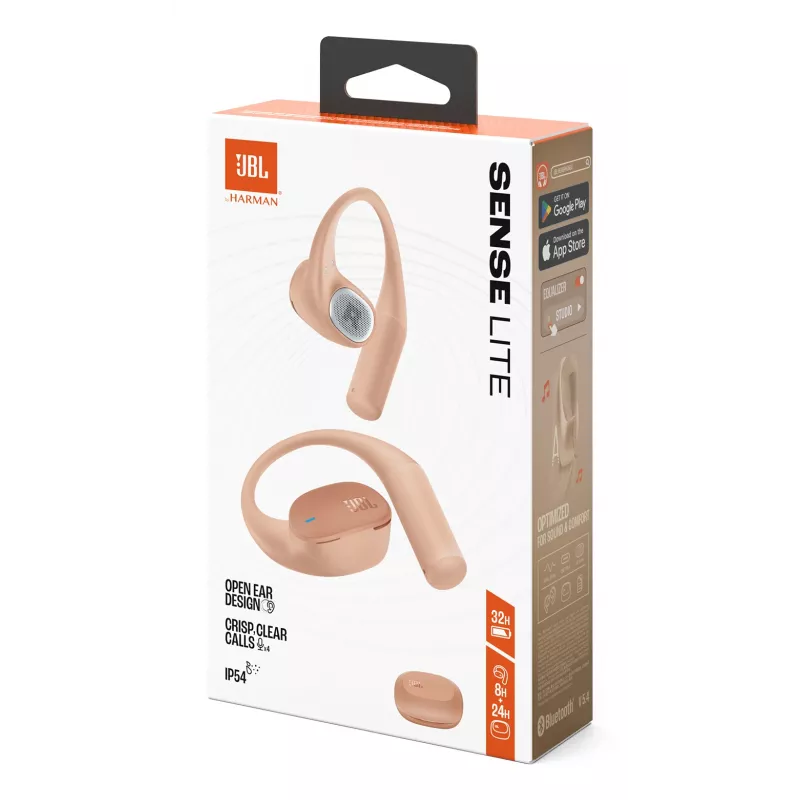JBL Sense Lite belaidės ausinės su kabliuku, skambučiams ir muzikai, smėlio spalvos