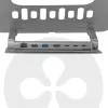 CLUB3D reguliuojamas aliumininis stovas nešiojamam kompiuteriui su USB-C išplėtimu, pilkas, 260 mm, 224 mm, 56 mm, 1,76 kg, 315 mm