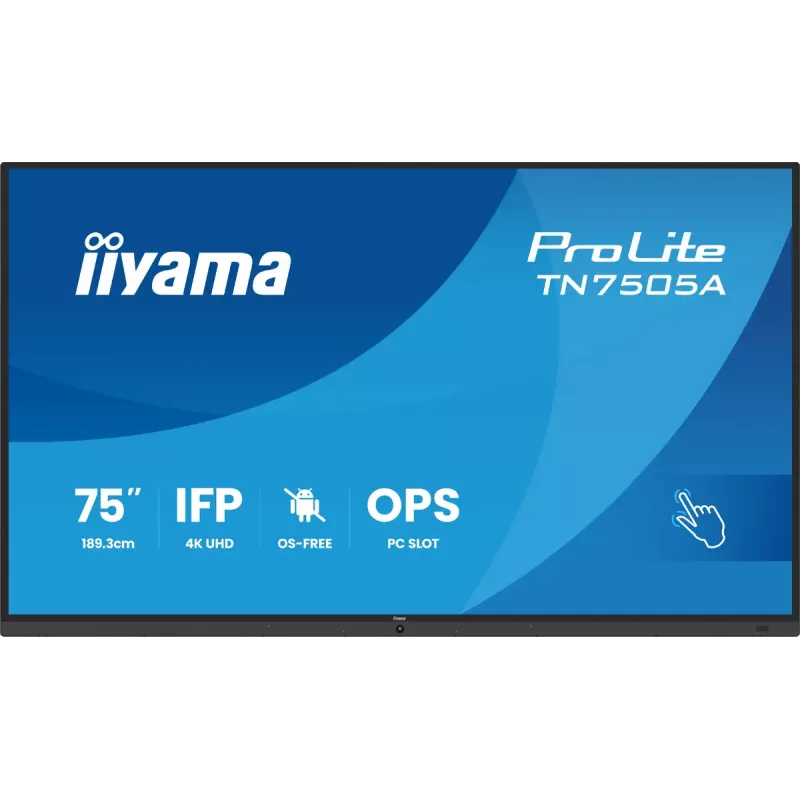 iiyama TN7505A-B1AG interaktyvus ekranas 189,3 cm (74,5 colio) 500 cd/m² 4K Ultra HD juodas su liečiamuoju ekranu
