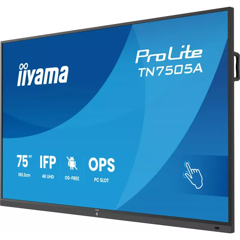 iiyama TN7505A-B1AG interaktyvus ekranas 189,3 cm (74,5 colio) 500 cd/m² 4K Ultra HD juodas su liečiamuoju ekranu