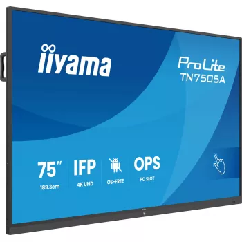 iiyama TN7505A-B1AG interaktyvus ekranas 189,3 cm (74,5 colio) 500 cd/m² 4K Ultra HD juodas su liečiamuoju ekranu