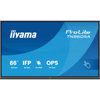 iiyama TN8605A-B1AG interaktyvus plokščias skydelis 2.17 m (85.6 colio) 500 cd/m² 4K Ultra HD juodas liečiamas ekranas