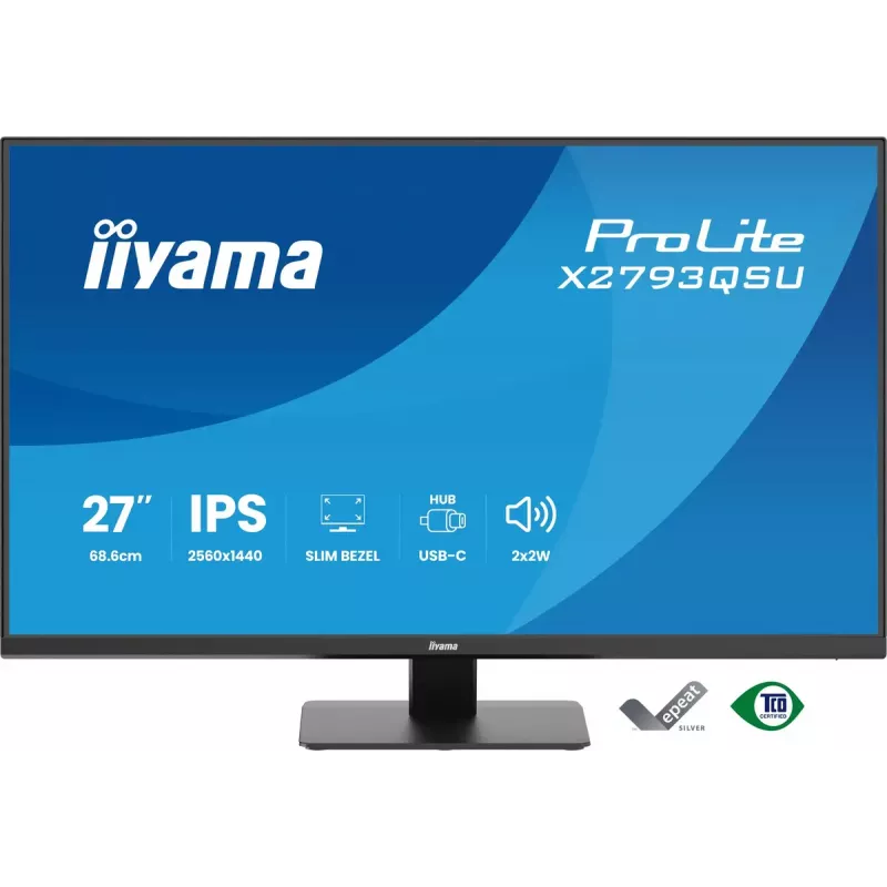 IIYAMA ProLite X2793QSU-B1 27 colių QHD 2560x1440 IPS LED monitorius, 1 ms, USB šakotuvas, garsiakalbiai, VESA