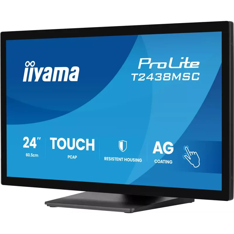 iiyama ProLite T2438MSC-B2 kompiuterio monitorius 60,5 cm (23,8 colio) 1920 x 1080 pikselių Full HD LED jutiklinis ekranas juodas