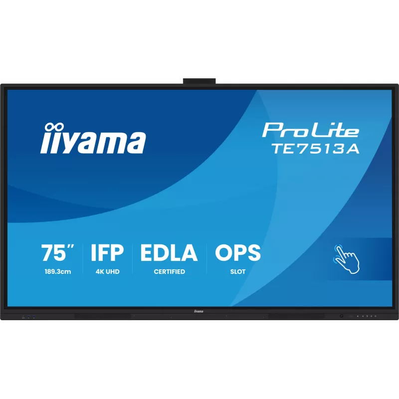 Interaktyvus plokščiasis ekranas IIYAMA TE7513A-B2AG 75 colių 4K UHD jutiklinis, 500 cd/m², Wi‑Fi, Android, 24/7