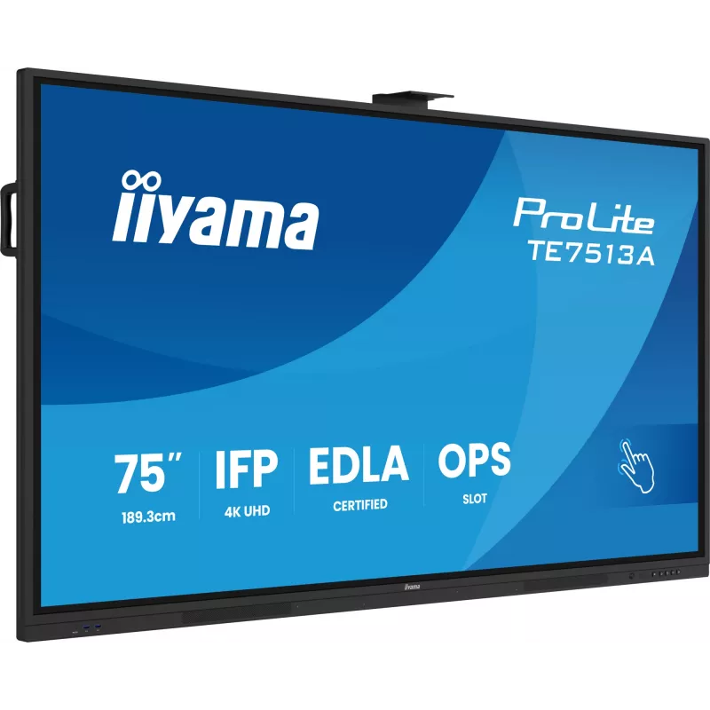 Interaktyvus plokščiasis ekranas IIYAMA TE7513A-B2AG 75 colių 4K UHD jutiklinis, 500 cd/m², Wi‑Fi, Android, 24/7