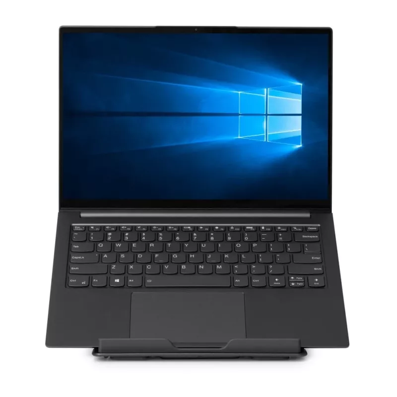 Lindy Collapsible Square Laptop Riser – sulankstomas nešiojamojo kompiuterio stovas, aliuminis, juodas/sidabrinis, 10 kg