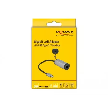 USB Type-C adapteris DeLOCK 64116 Gigabit LAN Power Delivery pilkas
