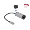 USB Type-C adapteris DeLOCK 64116 Gigabit LAN Power Delivery pilkas