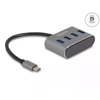 DeLOCK 63223 USB 3.2 Gen 1 Type-C šakotuvas 5000 Mbit/s juodas