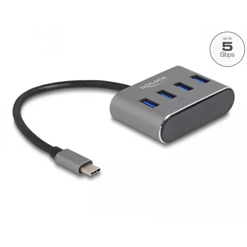 DeLOCK 63223 USB 3.2 Gen 1 Type-C šakotuvas 5000 Mbit/s juodas