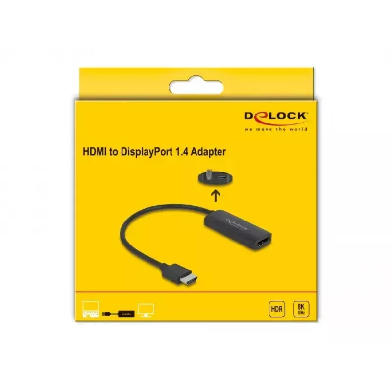 DeLOCK adapteris HDMI-A (vyriškas) į DisplayPort (moteriškas) 8K 0,18 m