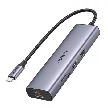 USB-C stotelė UGREEN 90568 2×USB 3.0 HDMI RJ45 SD TF PD