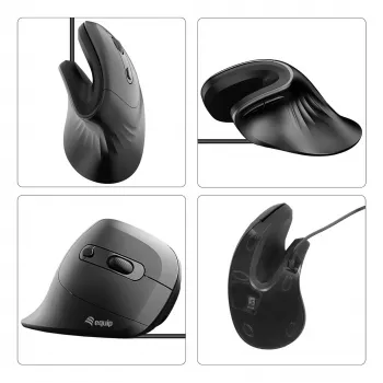 Equip 245119 vertikali ergonominė pelė, dešinei rankai, USB Type-A + USB Type-C, optinė, 7200 DPI