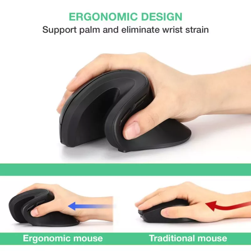 Equip 245119 vertikali ergonominė pelė, dešinei rankai, USB Type-A + USB Type-C, optinė, 7200 DPI