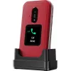 Sulankstomas telefonas Doro Leva E30, 2,8 colio (7,11 cm) 320x240, viena SIM, 0,3 MP kamera, 1150 mAh, IP55, raudonai baltas