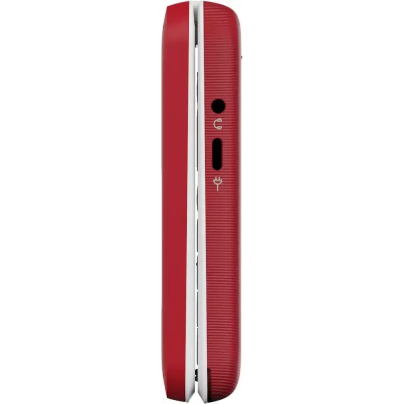 Sulankstomas telefonas Doro Leva E30, 2,8 colio (7,11 cm) 320x240, viena SIM, 0,3 MP kamera, 1150 mAh, IP55, raudonai baltas