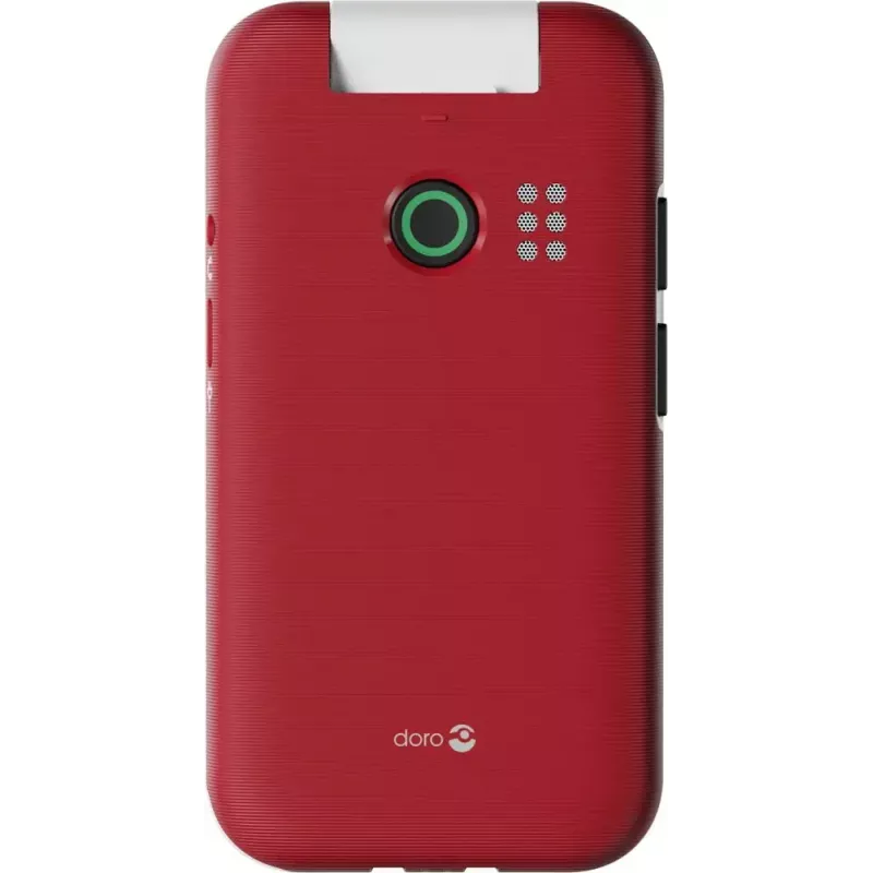 Sulankstomas telefonas Doro Leva E30, 2,8 colio (7,11 cm) 320x240, viena SIM, 0,3 MP kamera, 1150 mAh, IP55, raudonai baltas