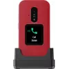 Sulankstomas telefonas Doro Leva E30, 2,8 colio (7,11 cm) 320x240, viena SIM, 0,3 MP kamera, 1150 mAh, IP55, raudonai baltas