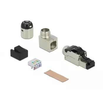 RJ45 kištukas lauko montavimui Cat.6A metalinis kampuotas DeLOCK 86289