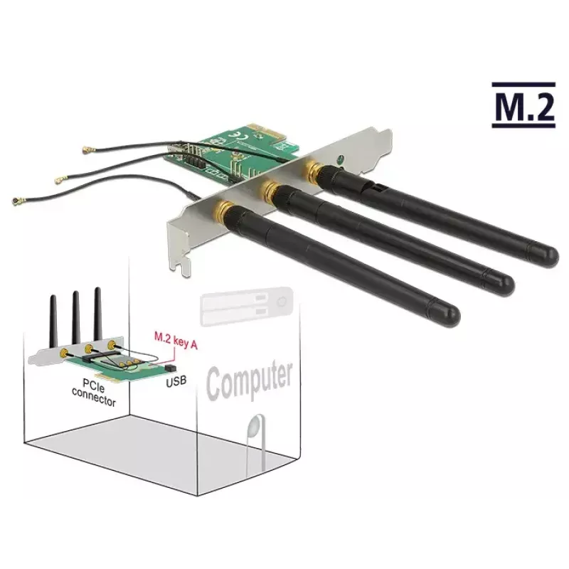 DeLOCK 89568 vidinė PCI Express sąsajos plokštė su M.2 Key A lizdu