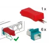 DeLOCK RJ45 Secure Clip – raudonas LAN kabelio saugos užraktų rinkinys (6 vnt.) (86425)