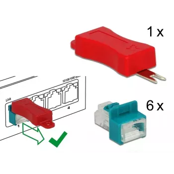 RJ45 prievado blokatorius DeLOCK 86425, 6 vnt., raudonas