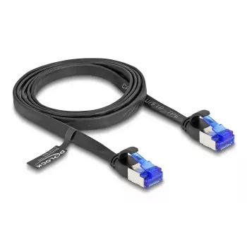 DeLOCK RJ45 Flat Patch Cable Cat.6A 1 m juodas