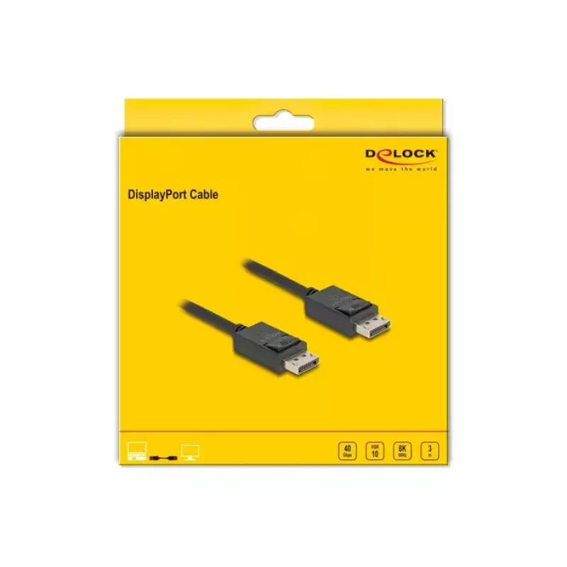 DeLOCK DisplayPort kabelis 16K 30 Hz 8K 60 Hz 40 Gbps 3 m