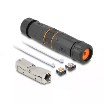 DeLOCK LSA-LSA jungtis Cat.6A IP68 juoda