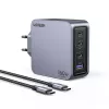 Ugreen Nexode Pro 160W GaN įkroviklis su USB-C laidu, juodas/pilkas, greitasis įkrovimas patalpoms