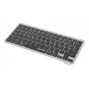 Manhattan Ultra Slim Dual-Mode belaidė klaviatūra, Vokietijos QWERTZ išdėstymas, Bluetooth (v3.0) ir belaidis ryšys (2,4 GHz), 78 žemo profilio žirkliniai klavišai, automatinis energijos valdymas, veikimo atstumas 10 m, USB-A mikro imtuvas, AAA baterija (