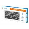 Manhattan Ultra Slim Dual-Mode belaidė klaviatūra, Vokietijos QWERTZ išdėstymas, Bluetooth (v3.0) ir belaidis ryšys (2,4 GHz), 78 žemo profilio žirkliniai klavišai, automatinis energijos valdymas, veikimo atstumas 10 m, USB-A mikro imtuvas, AAA baterija (