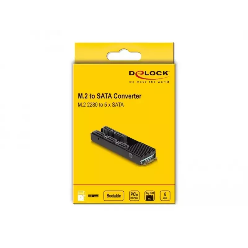 DeLOCK keitiklis M.2 2280 raktas B+M vyriškas į 5 x SATA su radiatoriumi