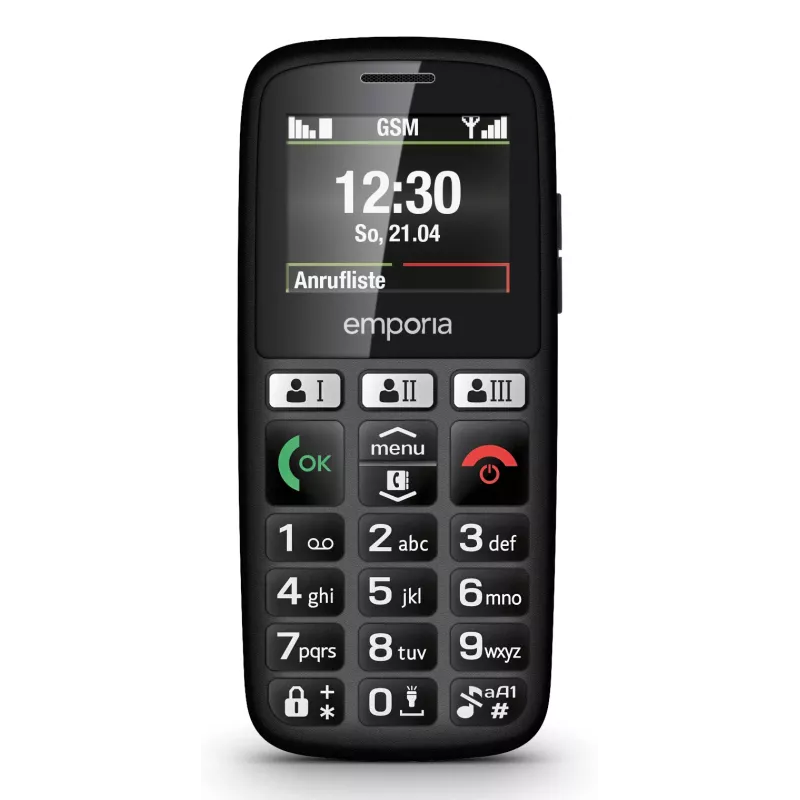Emporia emporiaHAPPY 4,6 cm (1,81 colio) 70 g Juodas paprastas telefonas