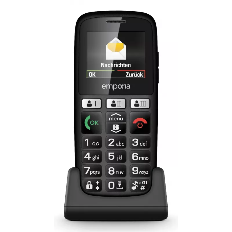 Emporia emporiaHAPPY 4,6 cm (1,81 colio) 70 g Juodas paprastas telefonas