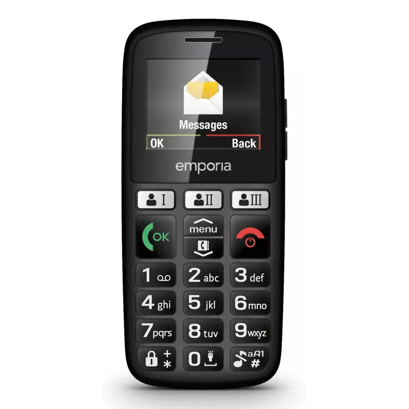 Emporia emporiaHAPPY 4,6 cm (1,81 colio) 70 g Juodas paprastas telefonas