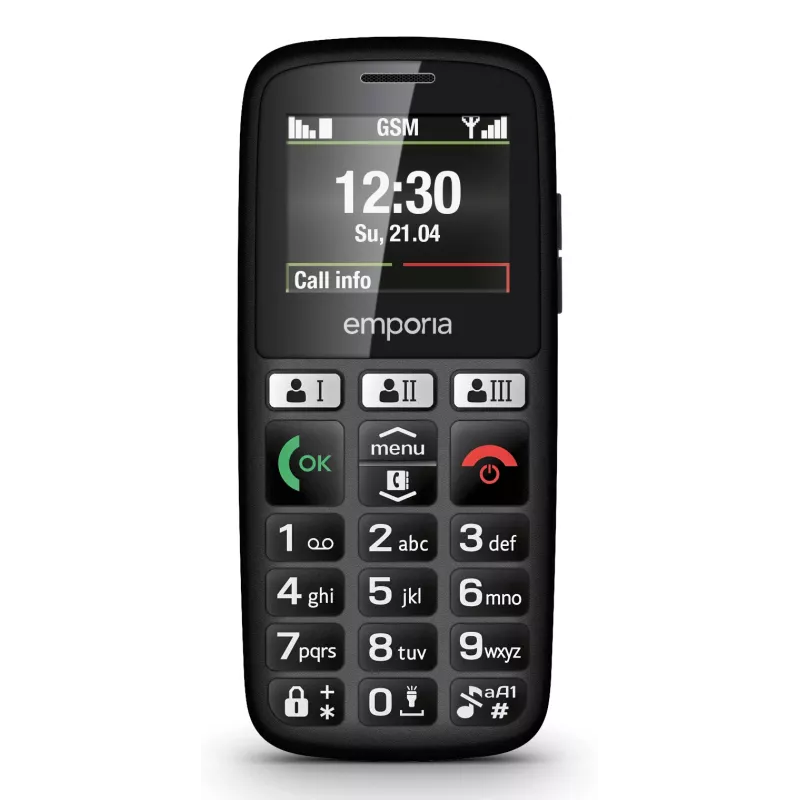 Emporia emporiaHAPPY 4,6 cm (1,81 colio) 70 g Juodas paprastas telefonas