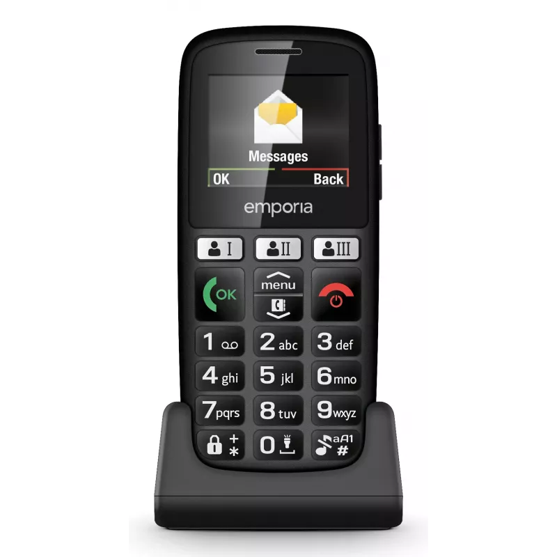 Emporia emporiaHAPPY 4,6 cm (1,81 colio) 70 g Juodas paprastas telefonas