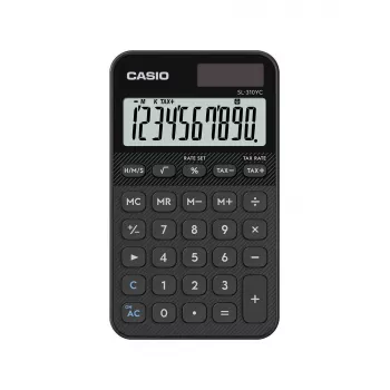Skaičiuotuvas CASIO SL-310YC kišeninis bazinis, 10 skaitmenų, baterija ir saulės elementas, mokesčių ir pelno funkcijos, juodas