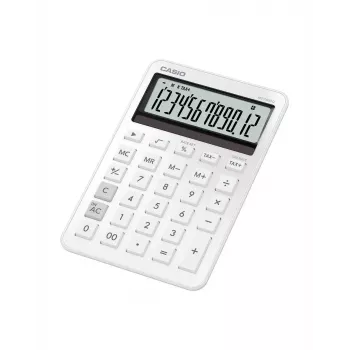 Darbalaukio skaičiuotuvas CASIO MS-200DQ 12 skaitmenų, baterija/saulė, mokesčių ir pelno funkcijos, balta