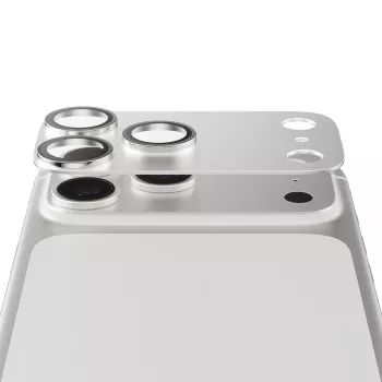 Apsauginis fotoaparato dangtelis PanzerGlass Fender, skirtas iPhone 17 Pro – sidabrinis, silikoninis, atsparus įbrėžimams ir smūgiams
