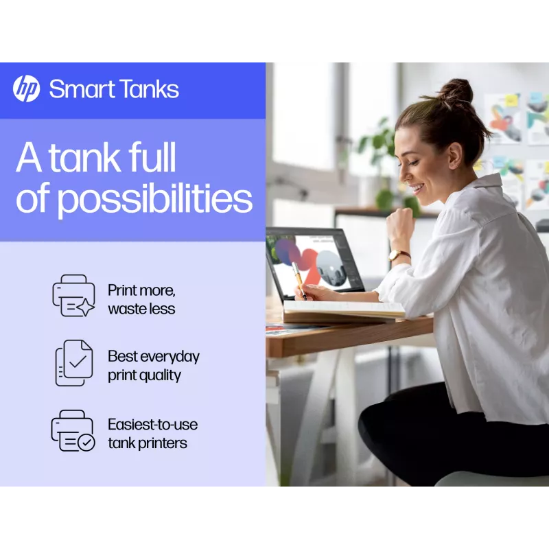 HP Smart Tank spausdintuvas, terminis rašalinis, spalvotas, 4800 x 1200 DPI, A4, tiesioginis spausdinimas, pilka