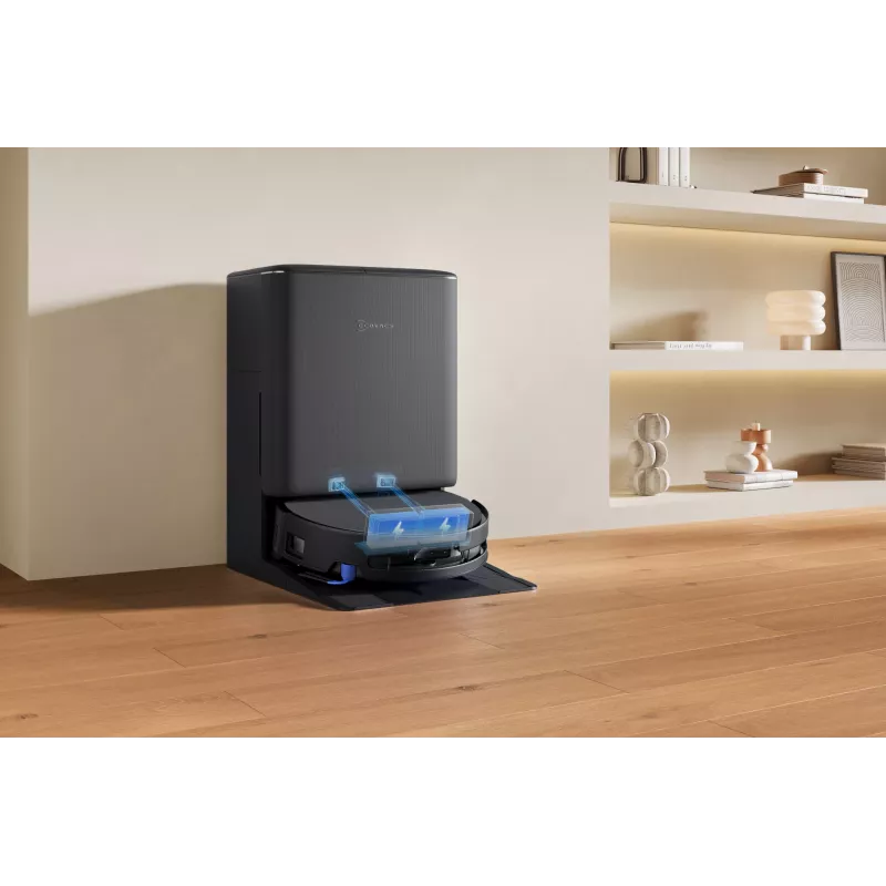 Robotinis dulkių siurblys Ecovacs DEEBOT T90 PRO OMNI — be maišelio, 0,25 l talpa, 350 min veikimo laikas, Li‑Ion 4000 mAh, juodas
