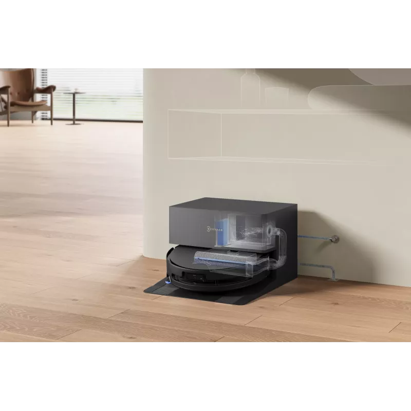 Robotinis dulkių siurblys Ecovacs DEEBOT T90 PRO OMNI — be maišelio, 0,25 l talpa, 350 min veikimo laikas, Li‑Ion 4000 mAh, juodas
