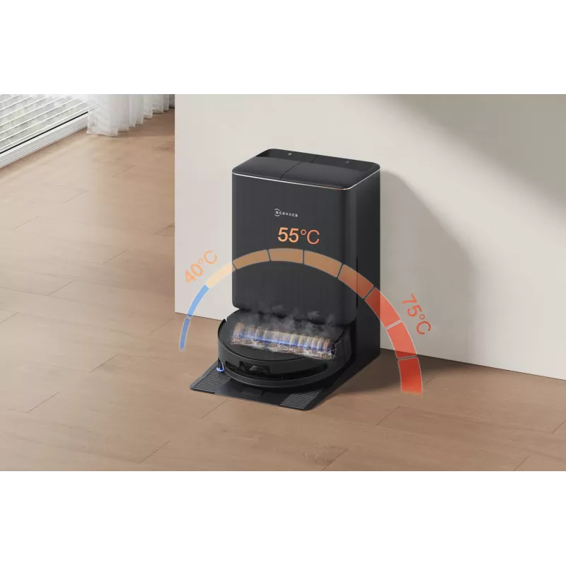 Robotinis dulkių siurblys Ecovacs DEEBOT T90 PRO OMNI — be maišelio, 0,25 l talpa, 350 min veikimo laikas, Li‑Ion 4000 mAh, juodas
