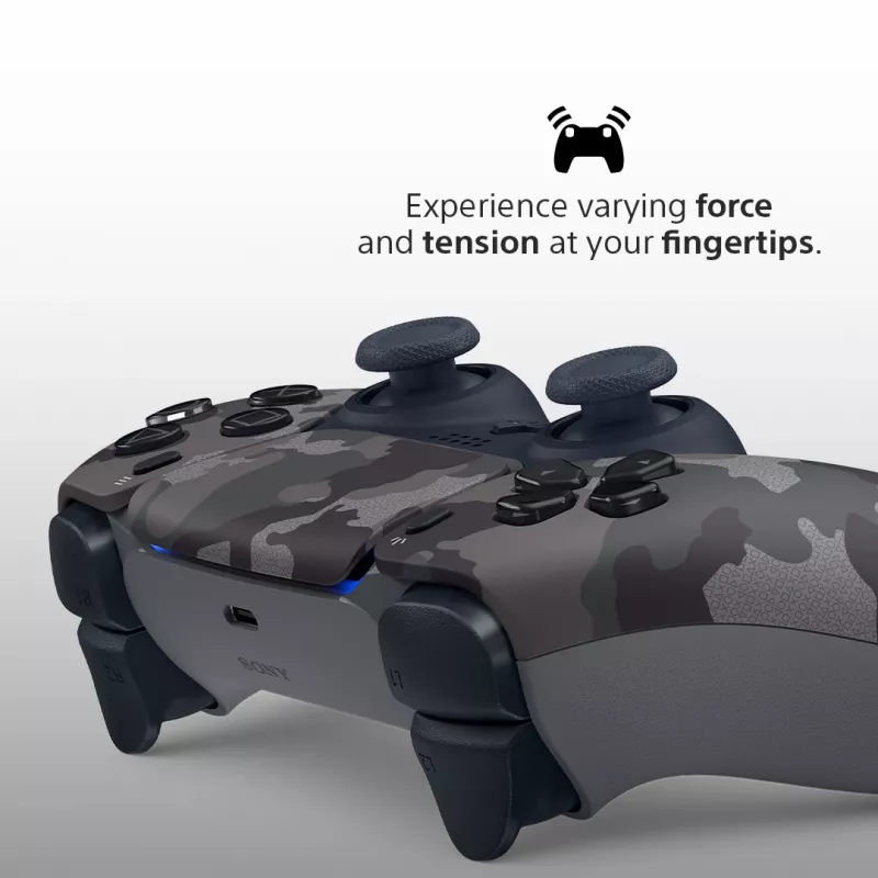 Valdiklis Sony DualSense v3 Camufliažas — Bluetooth/USB, PS5, įmontuota baterija, USB‑C, 160×106×66 mm